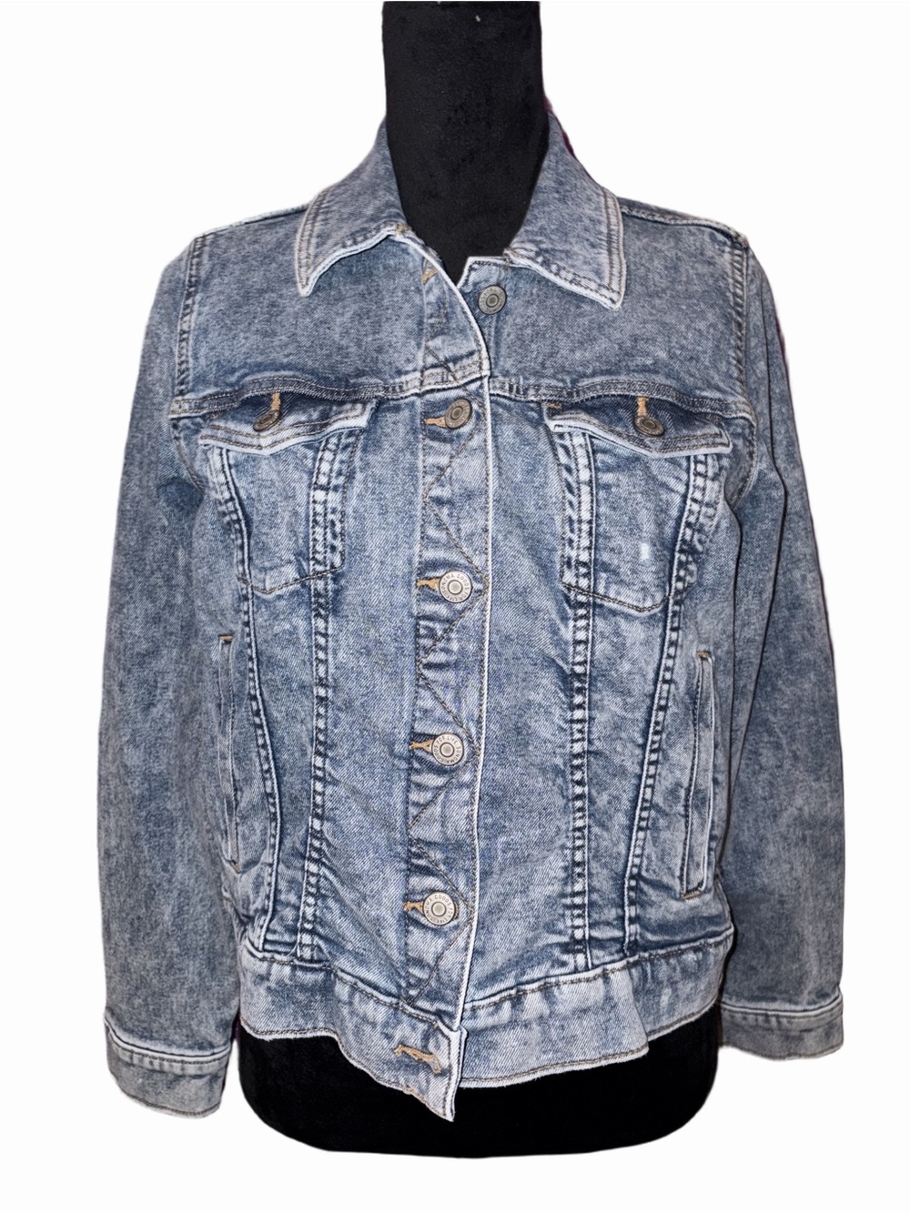 🆕💜 Sonoma Denim Jacket Women PM Light Wash Blue Stretch Trucker Classic Casual